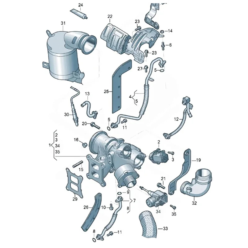 لسكودا الشاحن التربيني المحرك دفعة فولكسوا EA888 06K145725r 06K145725t 06K145701e 06K145721g