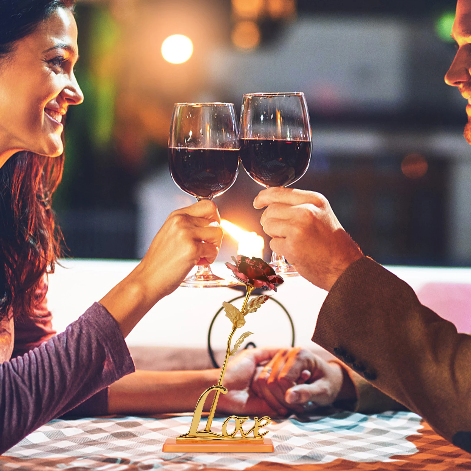 

24K Gold Foil Rose Luxury Everlasting Artificial Flower Gift For Valentine'S Day Wedding Anniversary Mother'S Day Resin Vase