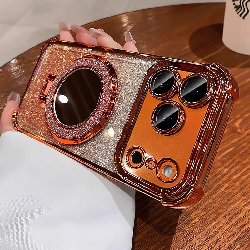 Luksusowe etui z brokatowym lustrzanym uchwytem i magnetycznym mocowaniem do OPPO A3 A5 A6 PRO A6X A79 A78 A38 A18 A17 A16 A1 A2 A3X A5X A98 A58 A54 — zdjęcie produktu 5