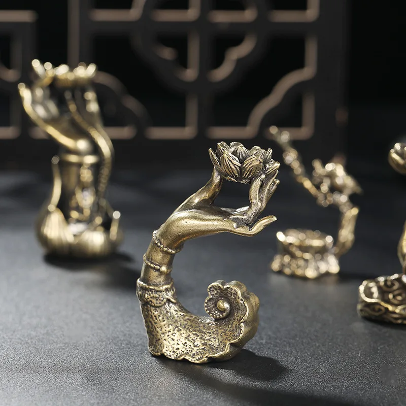 All Brass Frog Holder Office Backflow Incense Lotus Flowing Water Creative Desktop Ornament