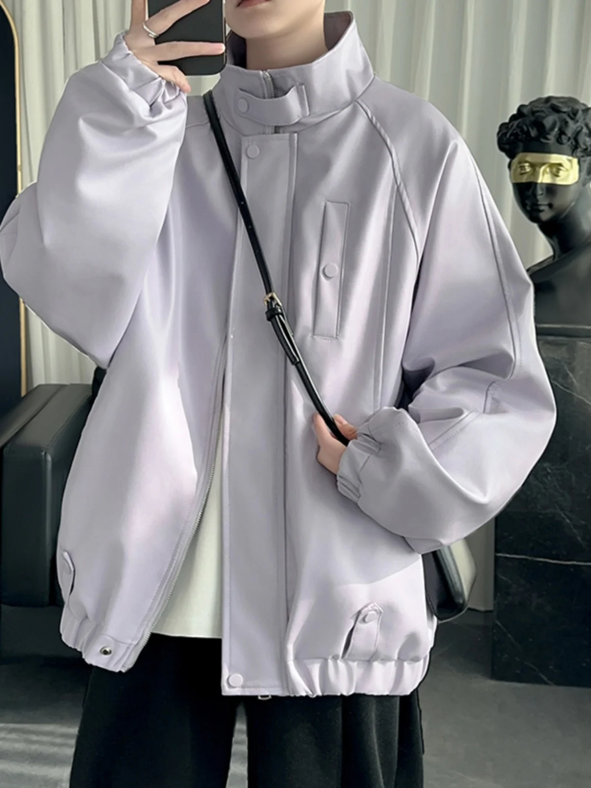 

Мужская куртка из ультрамягкой искусственной кожи American Sle, весенне-осенняя, винтажная, в стиле High Street, мотоциклетная одежда Haome Bad Boy