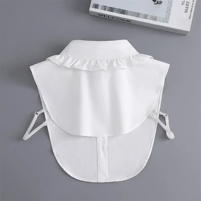 無地ホワイトハーフシャツフェイクカラーレディースブラウスセーター取り外し可能なシャツカラーフェイクラペルトップカラーデコレーション