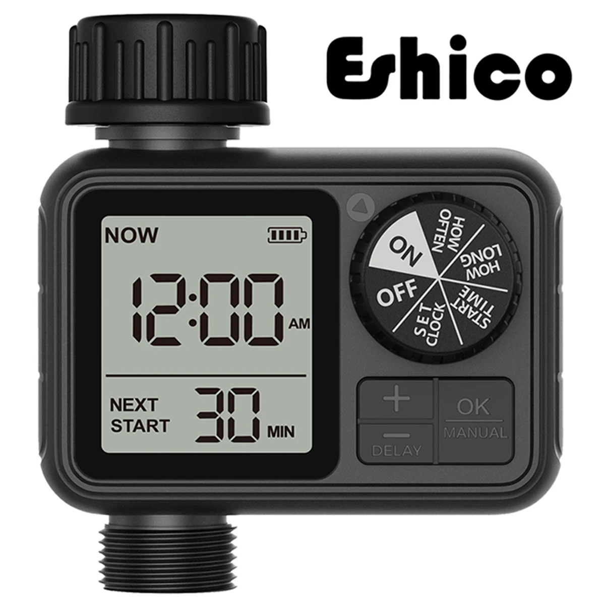 Eshico-sistema de riego automático M02, Dial inteligente y botón, temporizador de agua, hogar al aire libre, jardín, césped, invernadero,