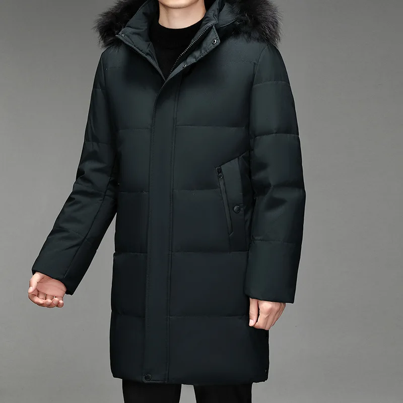 Coreano casaco espessado masculino, Seção longa, Quente pai desgaste, Roupa exterior, Inverno