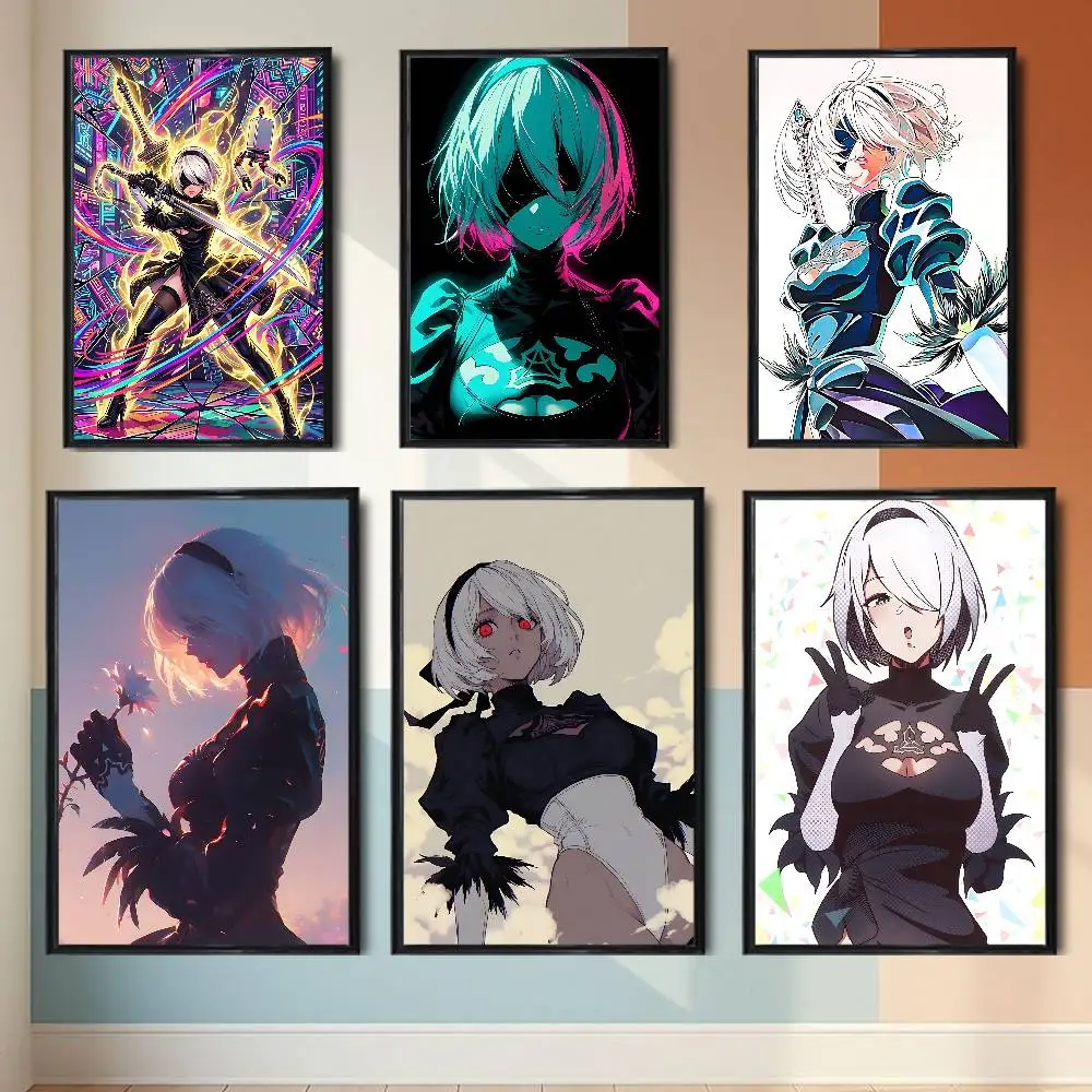 Highly popular mature lady YoRHa Nier 2B Poster Poster Paper Print Home Living Room Bedroom Entrance Bar Cafe Painting
