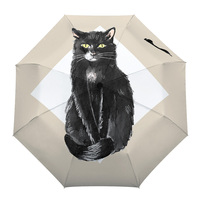 Animal Cat Geometry Automatic Umbrella Men Women Rain Windproof Outdoor Travel Sun Three Folding Umbrellas 8 Ribs Gift Parasol