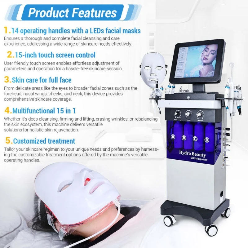 15 In1 Hydro Oxygen Jet Peel Facial Rejuvenating Pore Cleanser Anti-Wrinkle Remover for Salon Spa