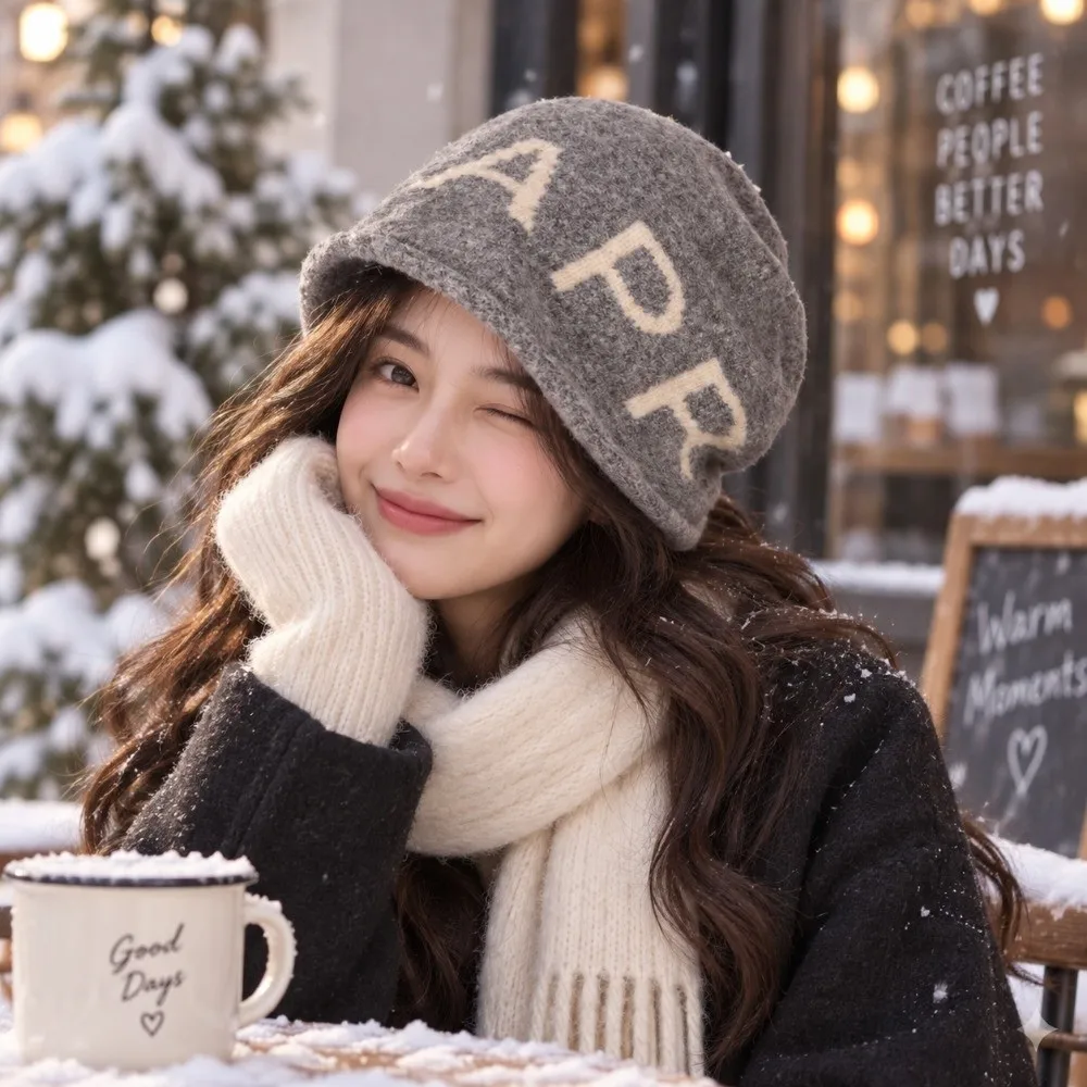 Polyester Slouchy Beanie Hat Ear Cover Design Earflap Knitted Beanie Hat 56cm To 58cm Stretch Windproof Skull Cap Cold Weather 3