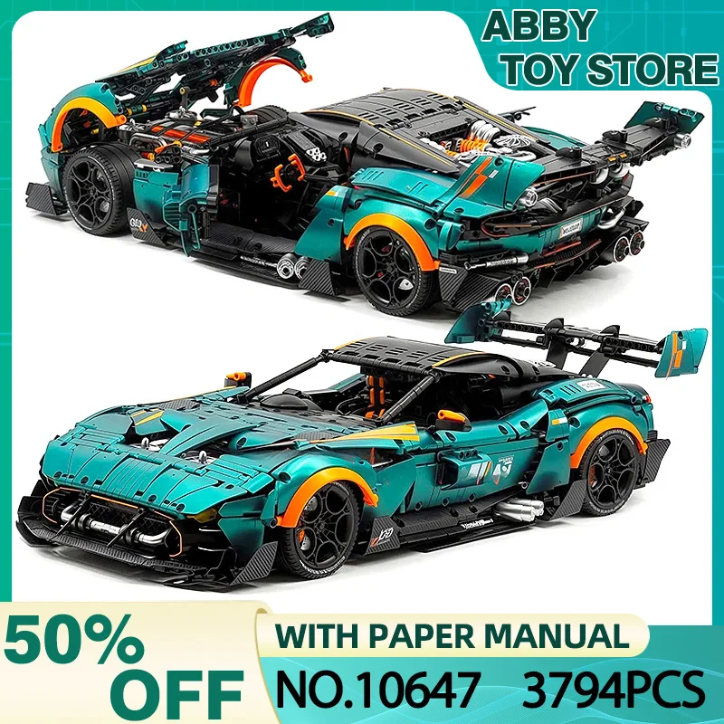 

GULY 10647 Technical 1:8 Crafted Lift Spray Super Sports Vehicle Building Blocks Model Bricks DIY Toys Adults Chrismas Gift