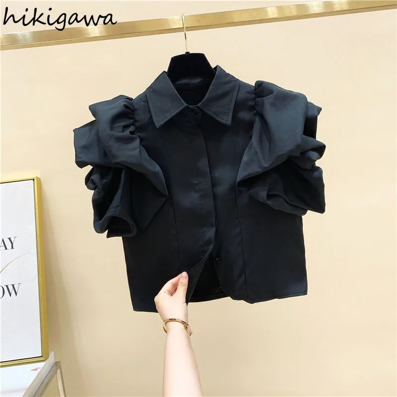 Puff Sleeve Blouse Women Clothes Crop Tops 2024 Blusas Mujer De Moda Slim Fit Chiffon Summer Shirts Sweet Korean Sweet Blouses