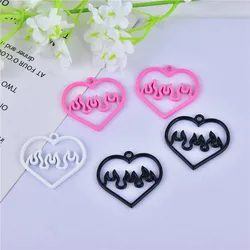 10pcs/pack Fire Heart Metal Charms for DIY Jewelry Making Bulk Items Wholesale