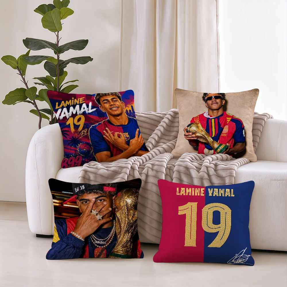 L-Lamine FootballStar y-Yamal 27 cushion cover Pillowcases Square Office Bedroom Headboard Sofa Living Room Backrest Cushions