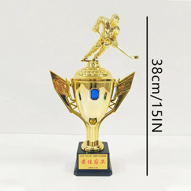 Customized ice hockey trophy for winter skiing sports series ice hockey prizes and commemorative figurines