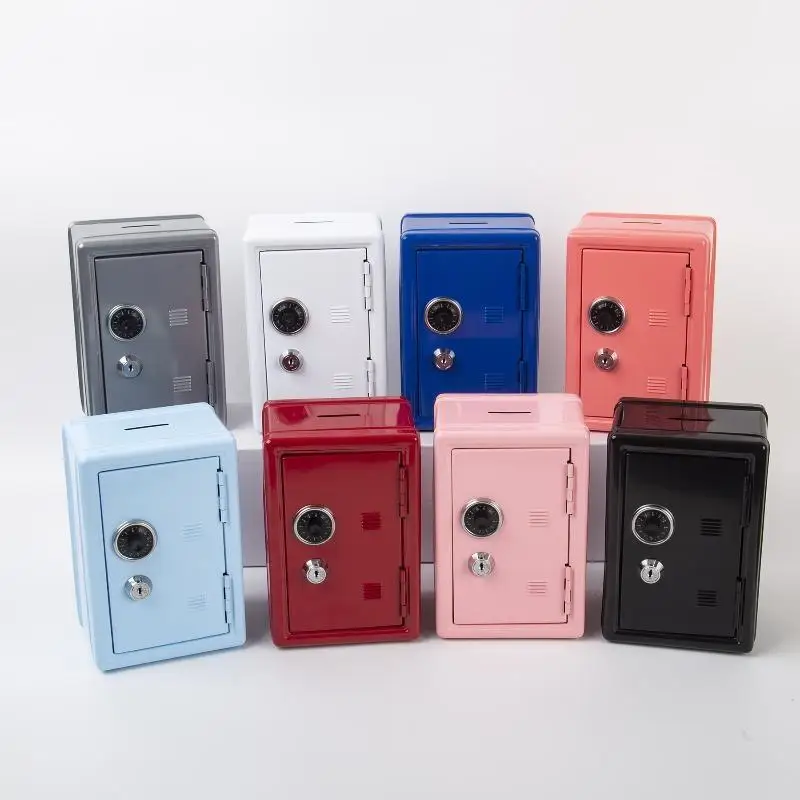 Metal Money Lock Box Secure Solid Color Cash Storage Holder with Combination Key Lock for Desktop Home Daily Use