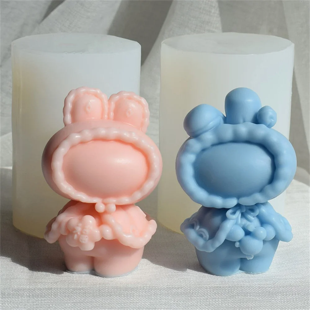 Cute 3D Auspicious Bunny Shape Candle Soap Slicone Mold DIY Lovely Rabbit Craft Ornament Resin Mould Home Decor Handicraft Gift