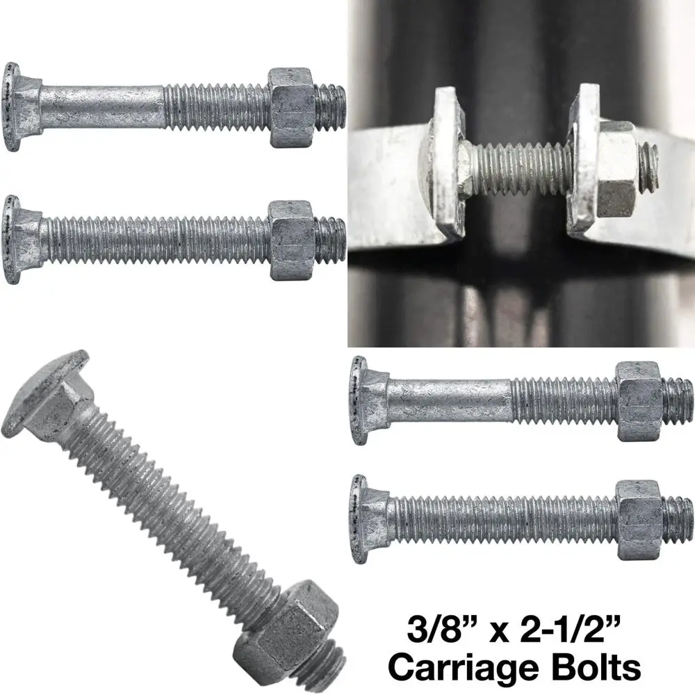 

Galvanized Coarse Thread Carriage Bolts 3/8-16 x 2-1/2 Inches, 100 Pack, Bulk, Zinc Plated, Long Length for Heavy Duty Applicati