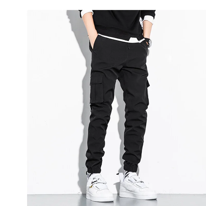 Spring/Summer Men\'s Cotton Cargo Pants Plus Size Sports Drawstring Cargo Pants Fashion Casual Men\'s Jogging Pants Bermuda Men\'s