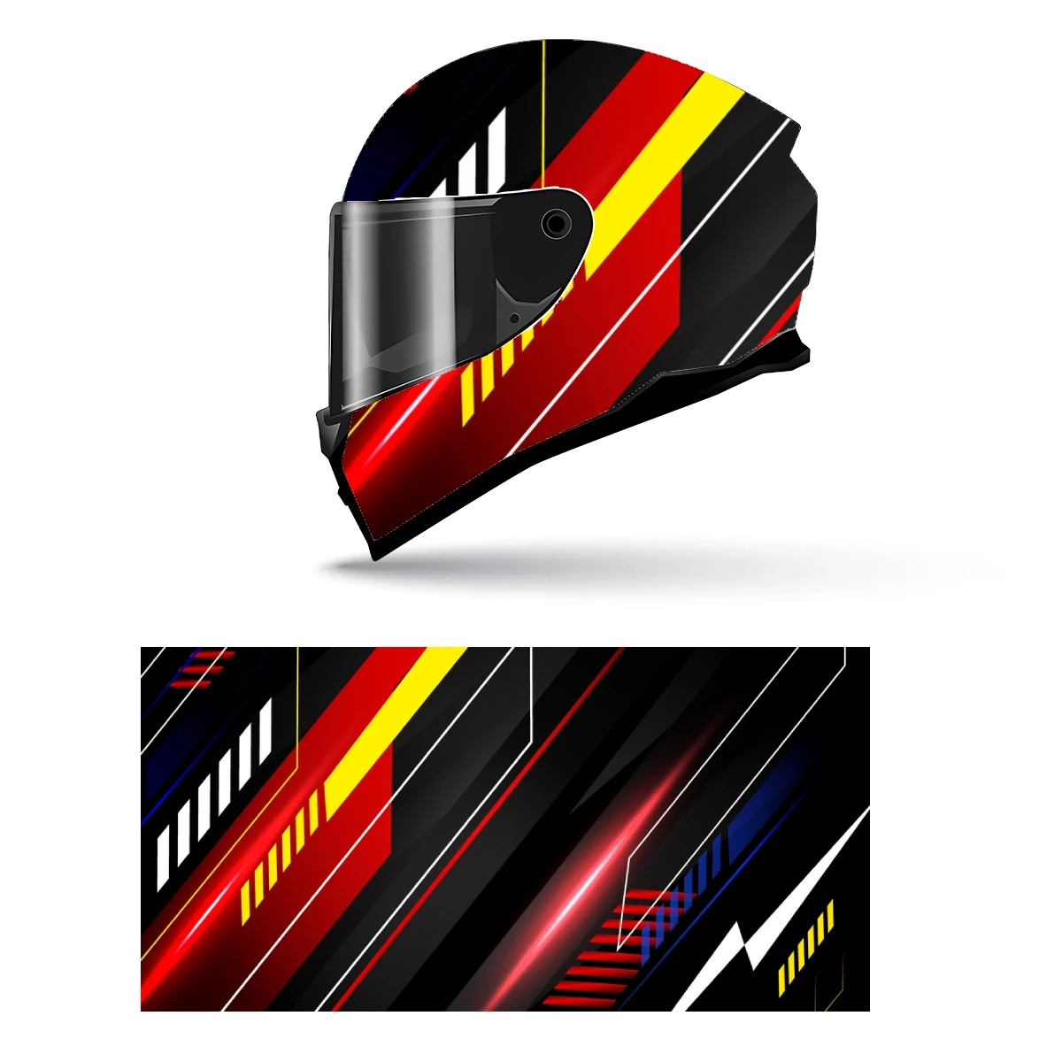 Modern Futuristic Design Full Helmet Wrap Sticker Motorcycle Helmet Racing Graphic Decal Vinyl Wrap Helmet Decorative Sticker