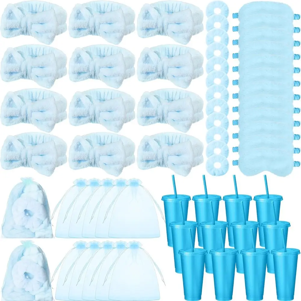 

Bulk Spa Sleepover Party Kit: 12 Hairbands, 12 Eye Masks, 12 Scrunchies, 12 Cups, 12 Bags in Blue