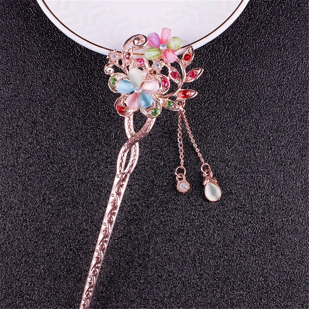 Women Girls Shiny Classical Vintage Hair Accessories Hair Clip Rhinestone Hair Pin Double Flower Hair Comb