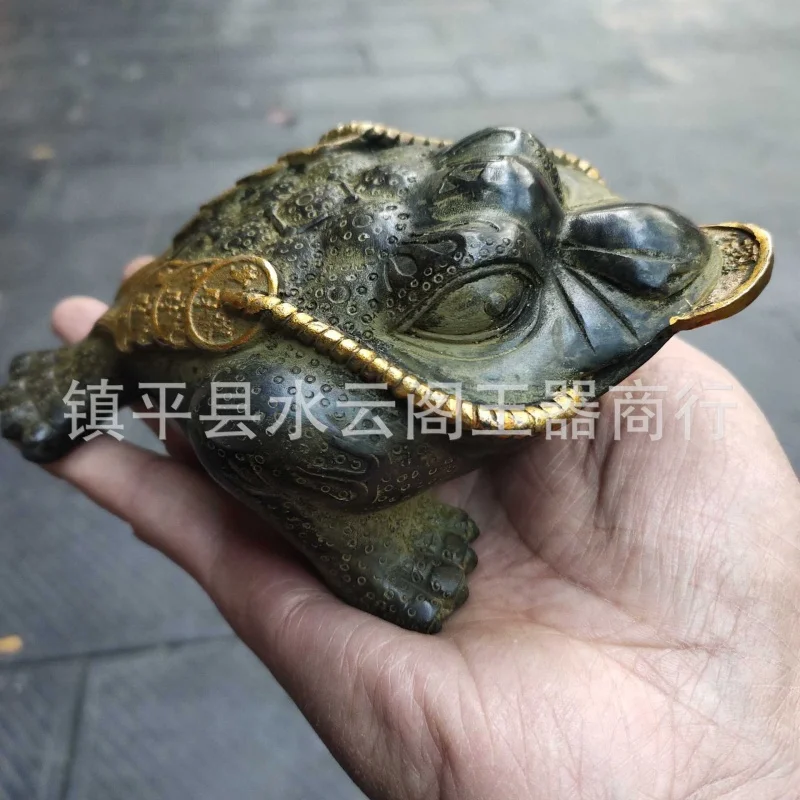 Live Stream Supply Antique Bronze Miscellaneous Copper Three Feet Golden Toad Coated Pulp Lao Dao Office Living Room Domestic or