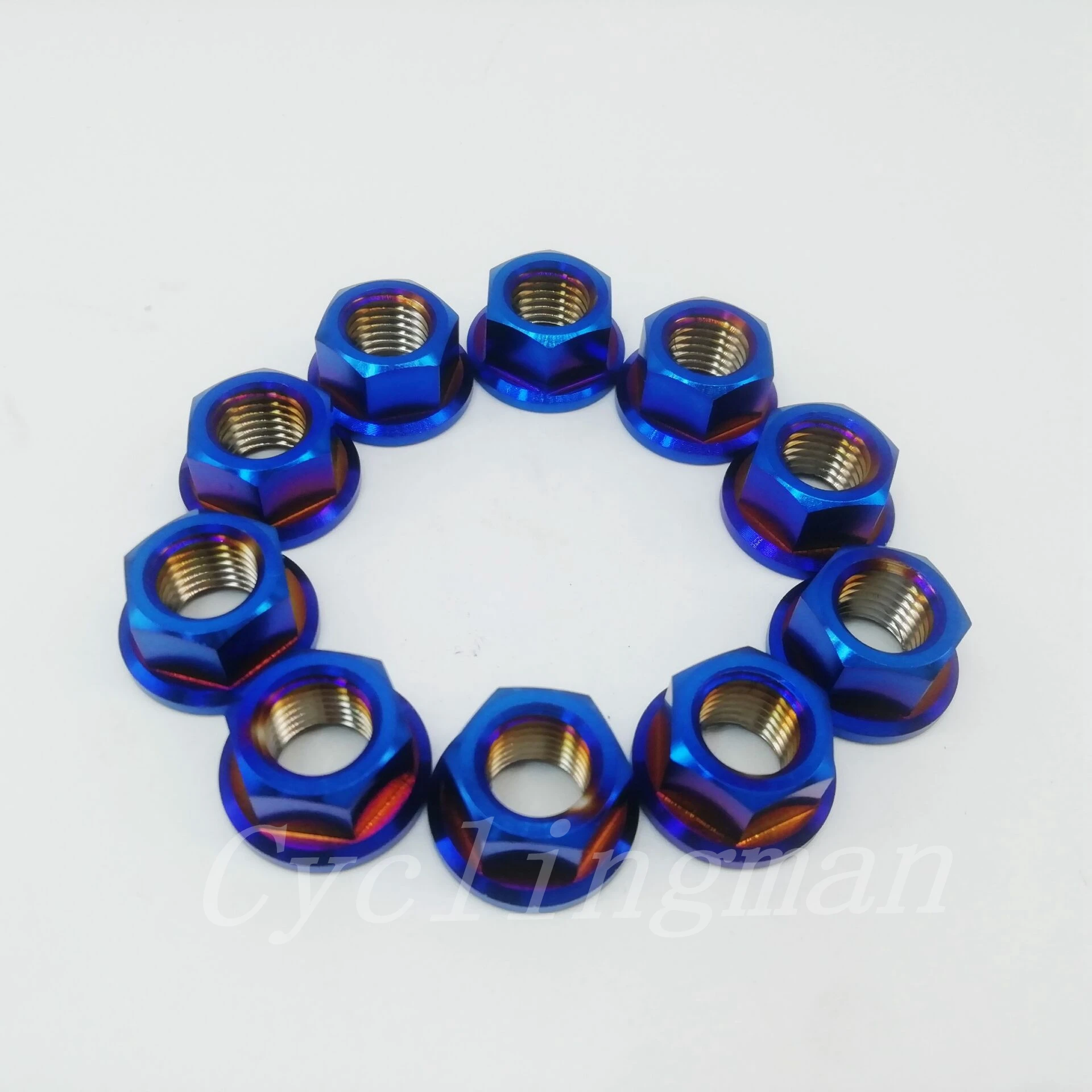 Burning blue Titanium Ti muslimt pignone flangia dado MTB moto Bike 10 pz