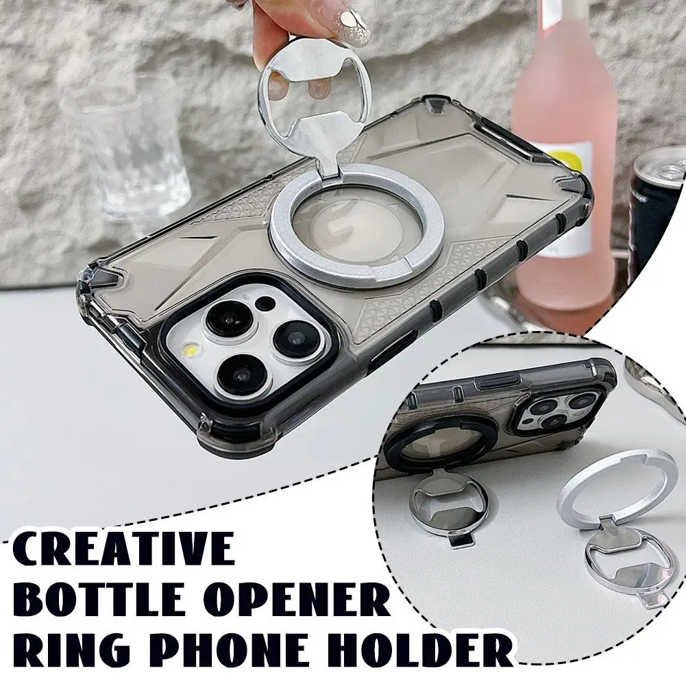 Creative Bottle Opener Magnetic Mobile Phone Holder Desktop Stable For Magsafe Finger Buckle Mobile Phone Holder Portable U5R9