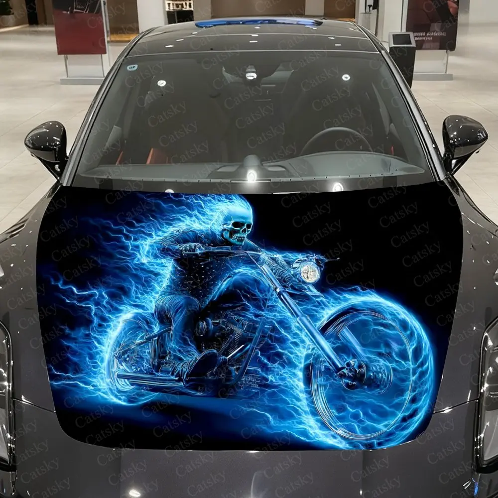 Ghost Rider Car Hood Sticker-Durable Vinyl Film, Splash Proof And Easy To Remove, Suitable For All Car Models-Car Parts Gift, Ou