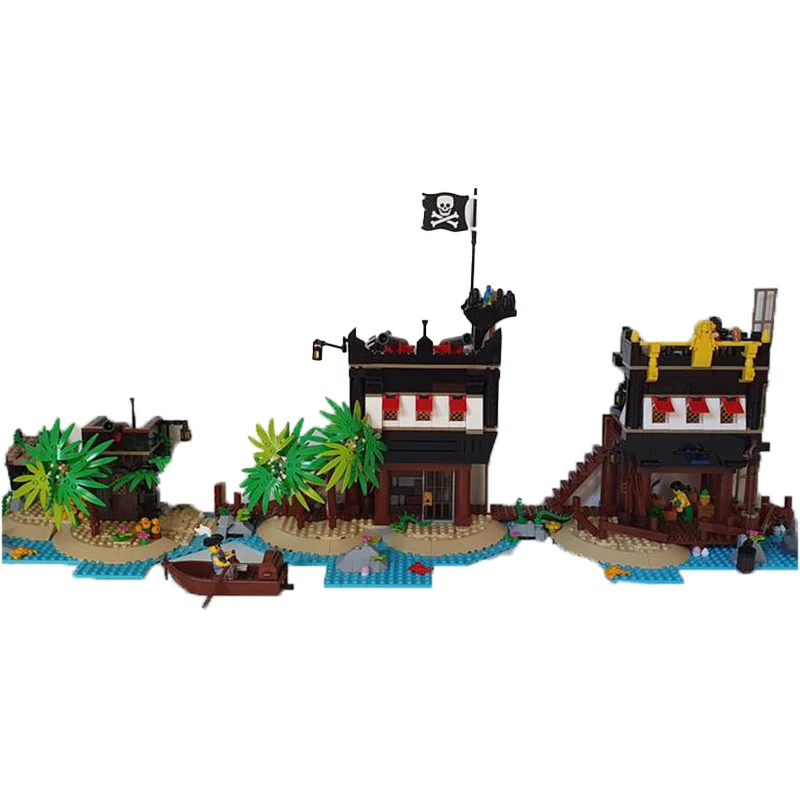 Mittelalter liche Serie modulares Gebäude Moc Piraten von Barracuda Bay Modell technische Ziegel Montage Kinder Spielzeug Geschenke Teile