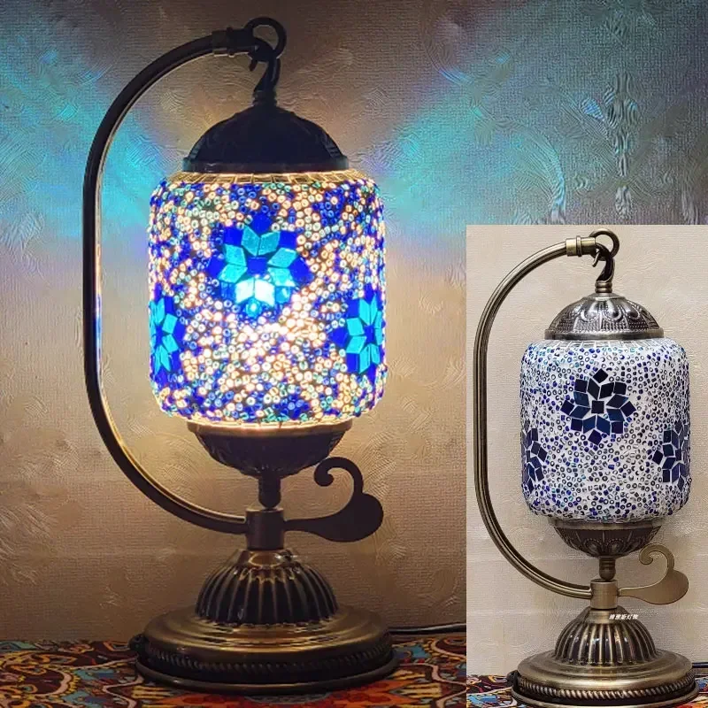 Handmade Glass Table Lamps Turkish Mosaic Home luminarias Decor Living Room Bedroom Nightstand Desk Lights LED Lighting Fixtures