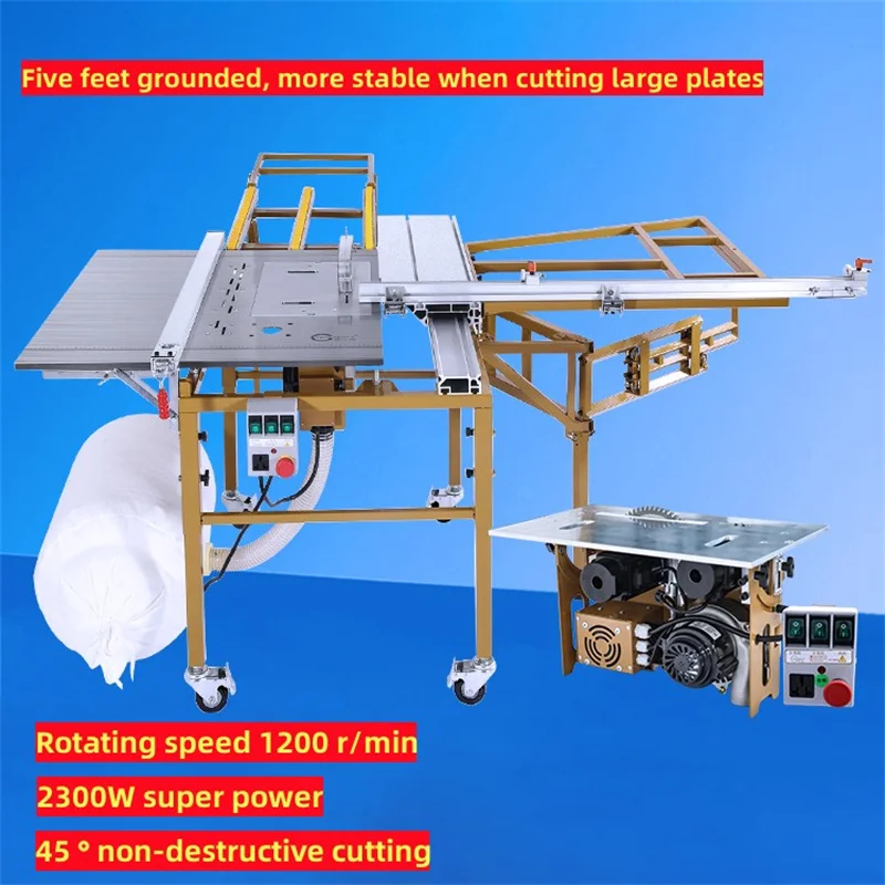 

Multifunctional Saw Table Bevel Cutting Woodworking Saw Brushless And Dustless Saw Precision Guide Rail Sliding Table Saw