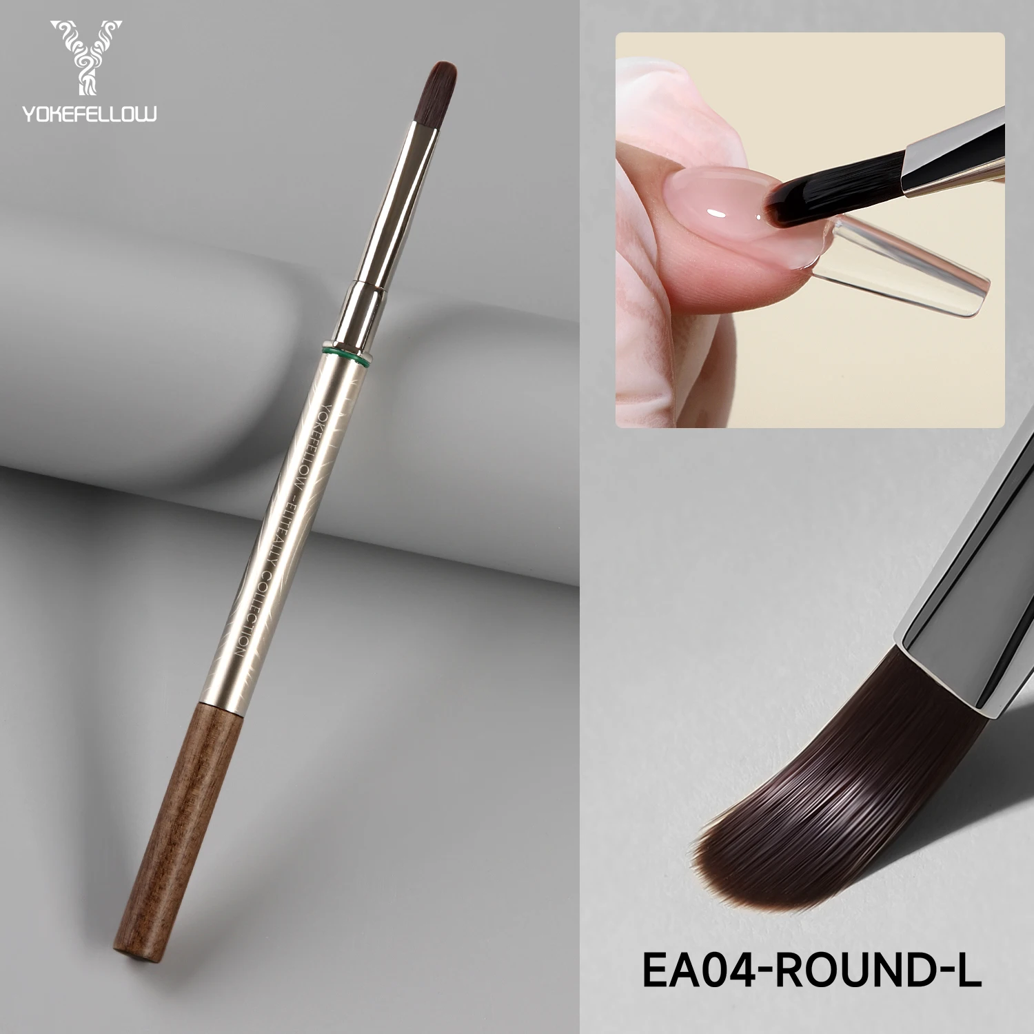 YOKEFELLOW Nail Art Brush 13mm Length Oval Nail Brush for Builder Gel Polygel Smooth Application Professional Nail Art Tool EA04