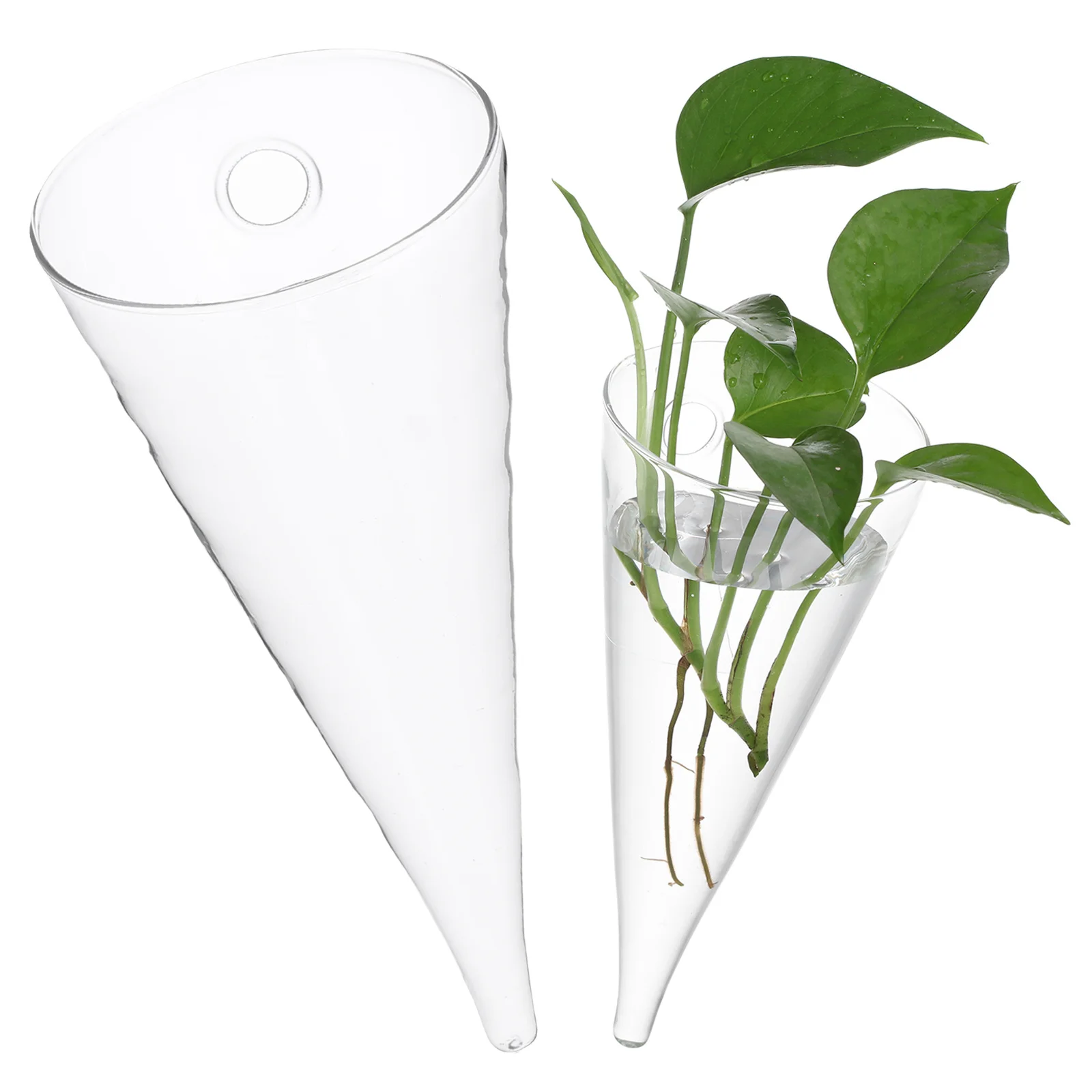 

Clear Cone Glass Vase Wall Mounted Reusable for Dried Flowers Plants Home Office Decoration Modern Style Transparent Glass Vase