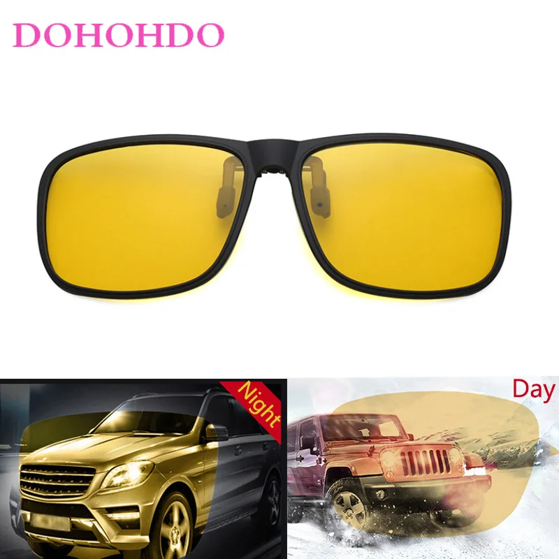 Óculos de sol DOHOHDO com clipe para óculos, masculino e feminino, óculos de sol quadrados com clipe, óculos de sol para dirigir ao ar livre, óculos de proteção para motoristas