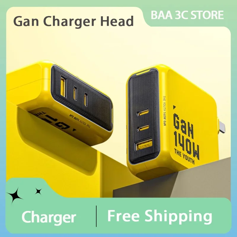 Aohi 140W Gan Charger Head PD3.1 Portable Fast Charger Type-C Three Interfaces 2C1A for IPhone HUAWEI XIAOMI PC Laptop