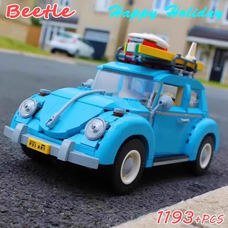 New Volkswagen Beetle retro travel car model adult assembled building block decoration boy 10252 toy