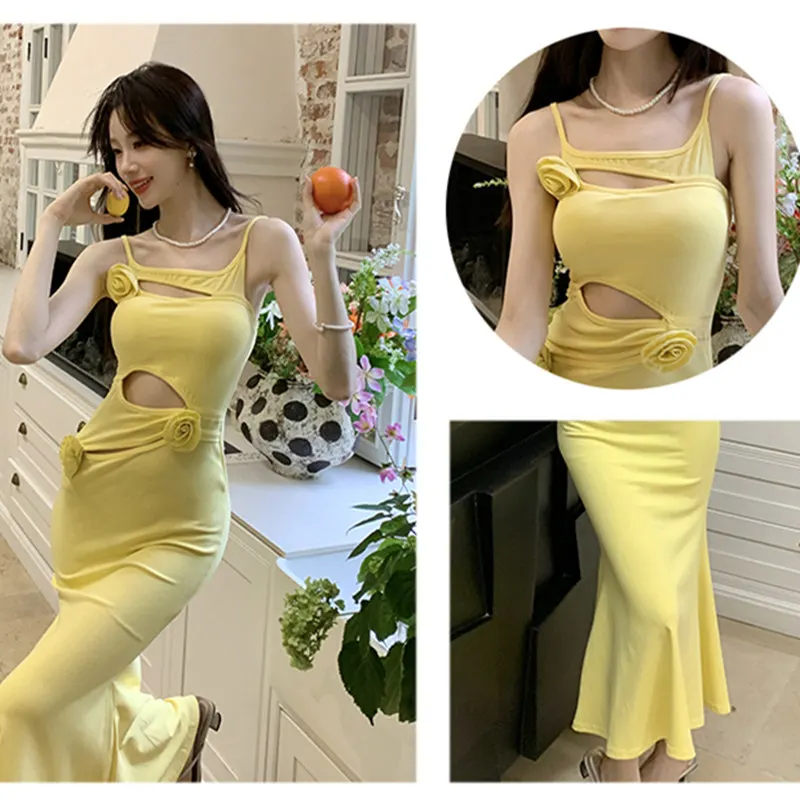 2025 verano Sexy Hottie Slip vestido ahuecado vestidos largos falda envolvente de cadera mujeres Casual moda Sweie Gilr Night Club disfraz