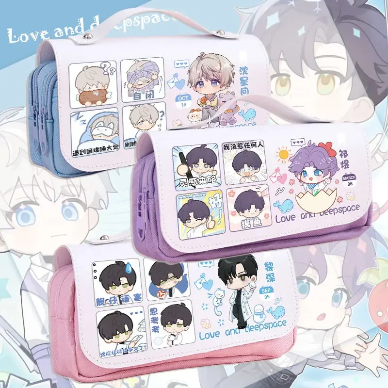 Juego de bolígrafos de Anime Zayne Love and Deepspace, bolsa de suministros escolares, estuche para bolígrafos para estudiantes, estuche para lápices de gran capacidad, regalo