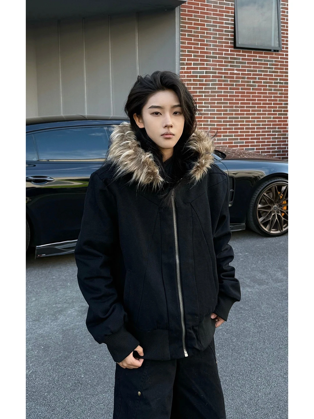 

Bla Deconstructed Collar Workwear Cotton Jaet Men's Sle Winter American High Street Design Sense Coat Warm Thiened Lo...