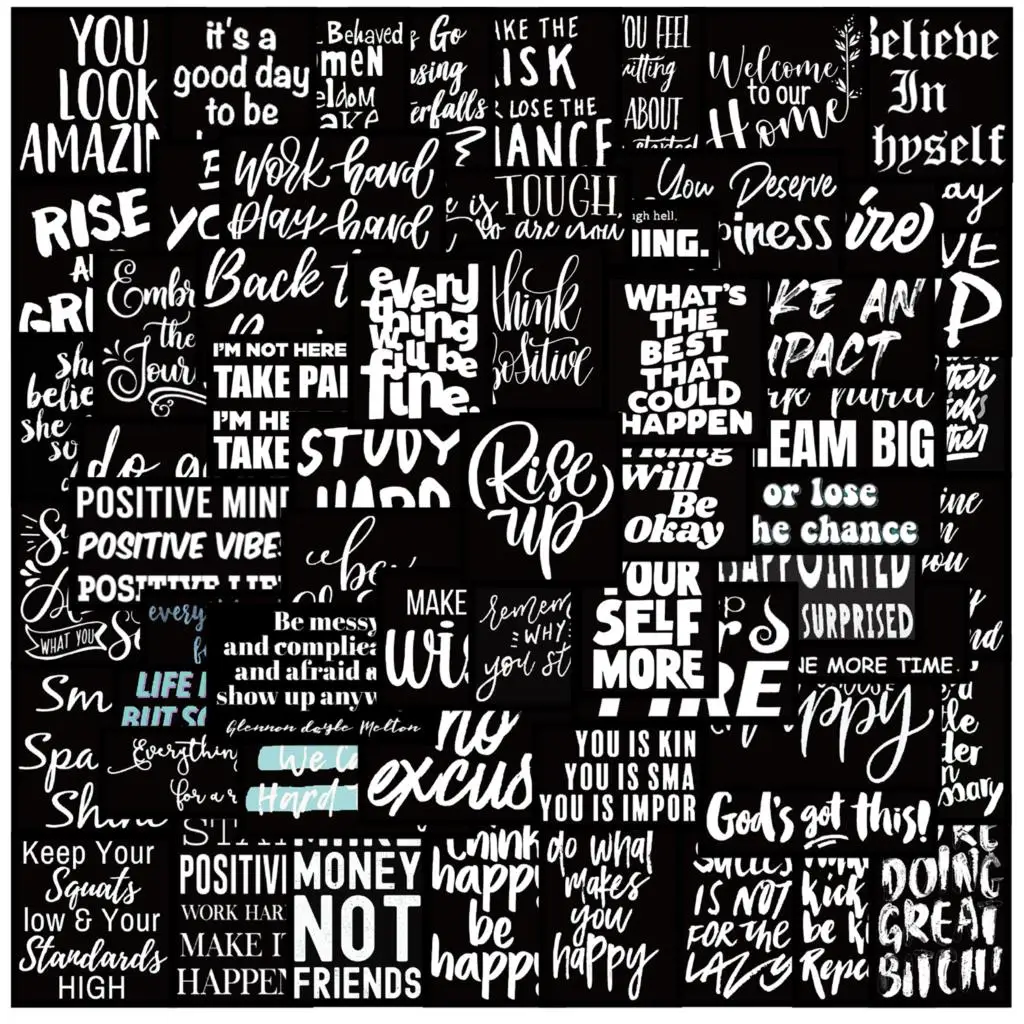 61 Stuks Inspirerende Engelse Sticker Decoratie Diy Handboek Klemboek Koelkast Skateboard Laptop Graffiti Sticker Groothandel