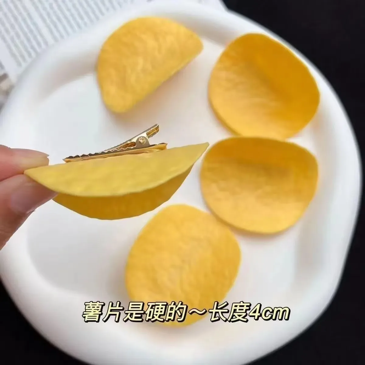 Funny potato chip hair clip cute girl hair clip creative and funny decoration hair clip view 6