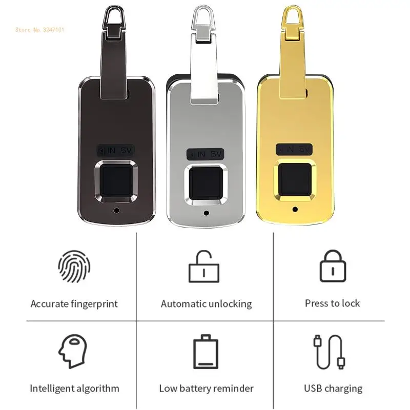 Anti-Theft Fingerprint Padlock Luggage Padlock USB Rechargeable Waterproof Dropship