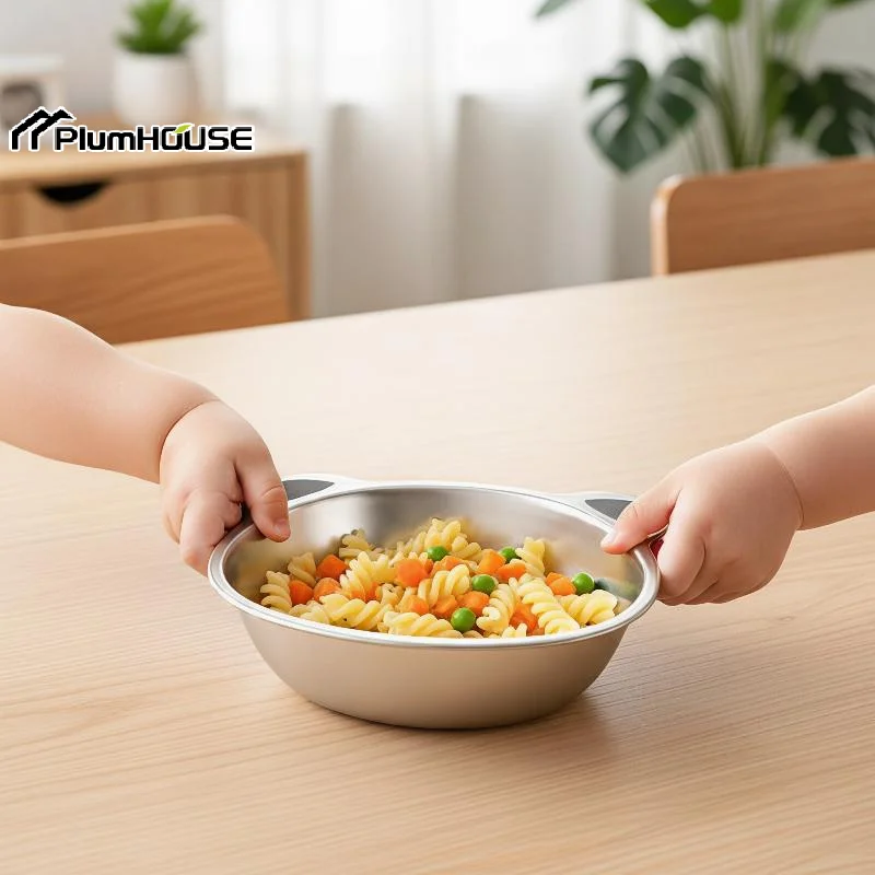 316 Stainless Steel Kids Dinner Bowl Cute Cartoon Tiger Bear Pattern Food Safe For Toddler Home Kindergarten Use