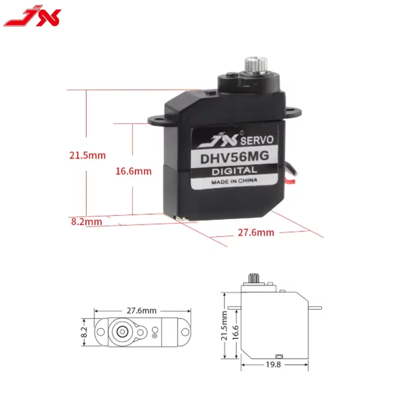 JX PDI-DHV56MG 1.2 กก.แรงบิด Coreless มอเตอร์ HV เกียร์โลหะ 5.6g DC4.8 ~ 7.4V Servo สําหรับ RC FIXED-Wing เครื่องบินรถแขนหุ่นยนต์