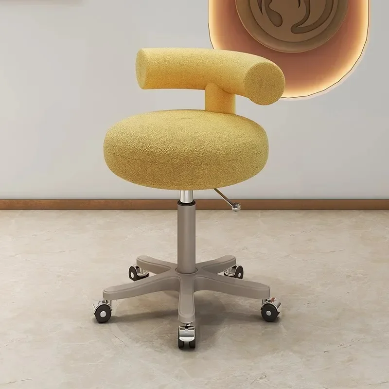 Minimalist Beauty stool lift big chair pulley hairdressing manicure barber shop backrest round chair image 4