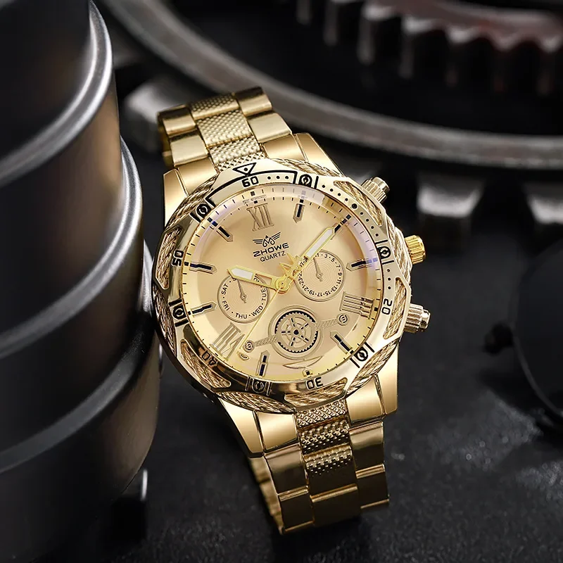 Men's Quartz Watch Large Dial Men Business Wristwatch Waterproof Stainless Steel Case Male Quartz Watch Gift