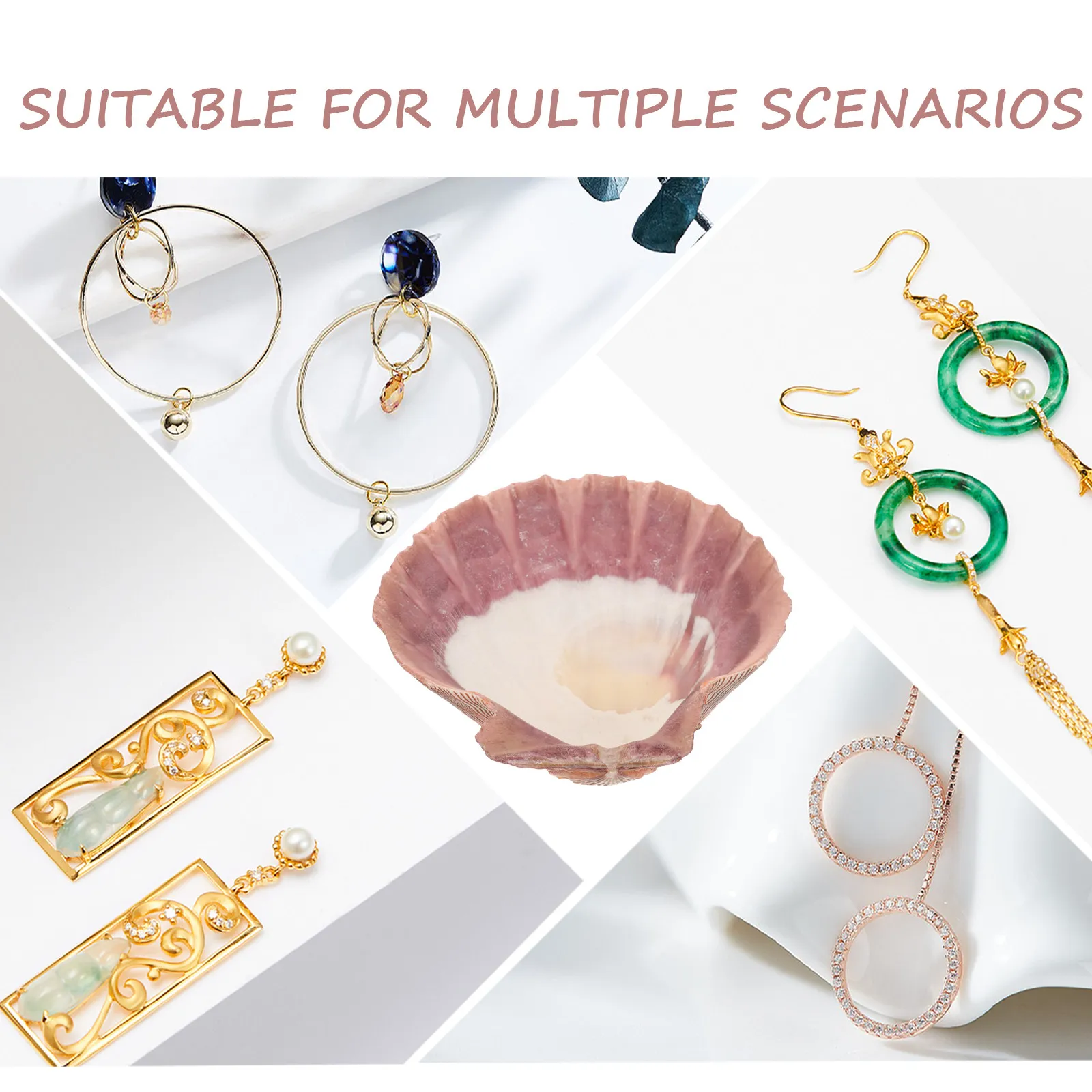 

Natural Seashell Jewelry Display Tray Large Size Trinket Dish for Vanity Decor Key Holder Sundries Storage Bowl