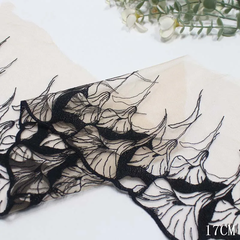 

29Yards Embroidered Lace Trim with Black Edge Luxury Women Dress Lingerie Underwear Lace Fabric Trimming