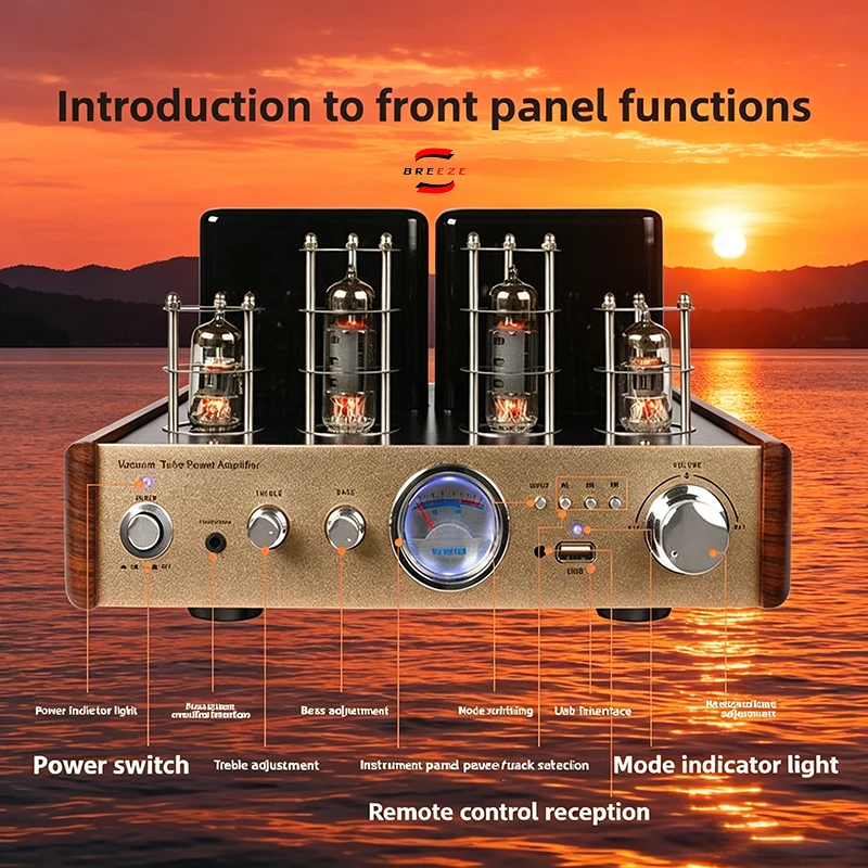 BREEZE HIFI Gallbladder Combination Audio Set Fever Tube Power Amplifier Bookshelf Speaker Wooden Home Box Bluetooth