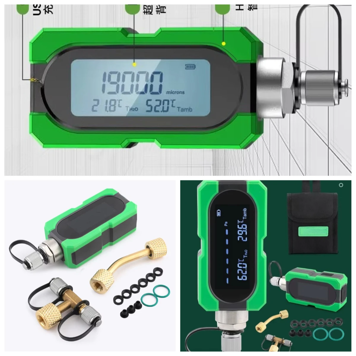MVG-1 Digital Air Conditioner Vacuum Pumping Pressure Tester Absolute Vacuum Gauge for Refrigeration Repair Service
